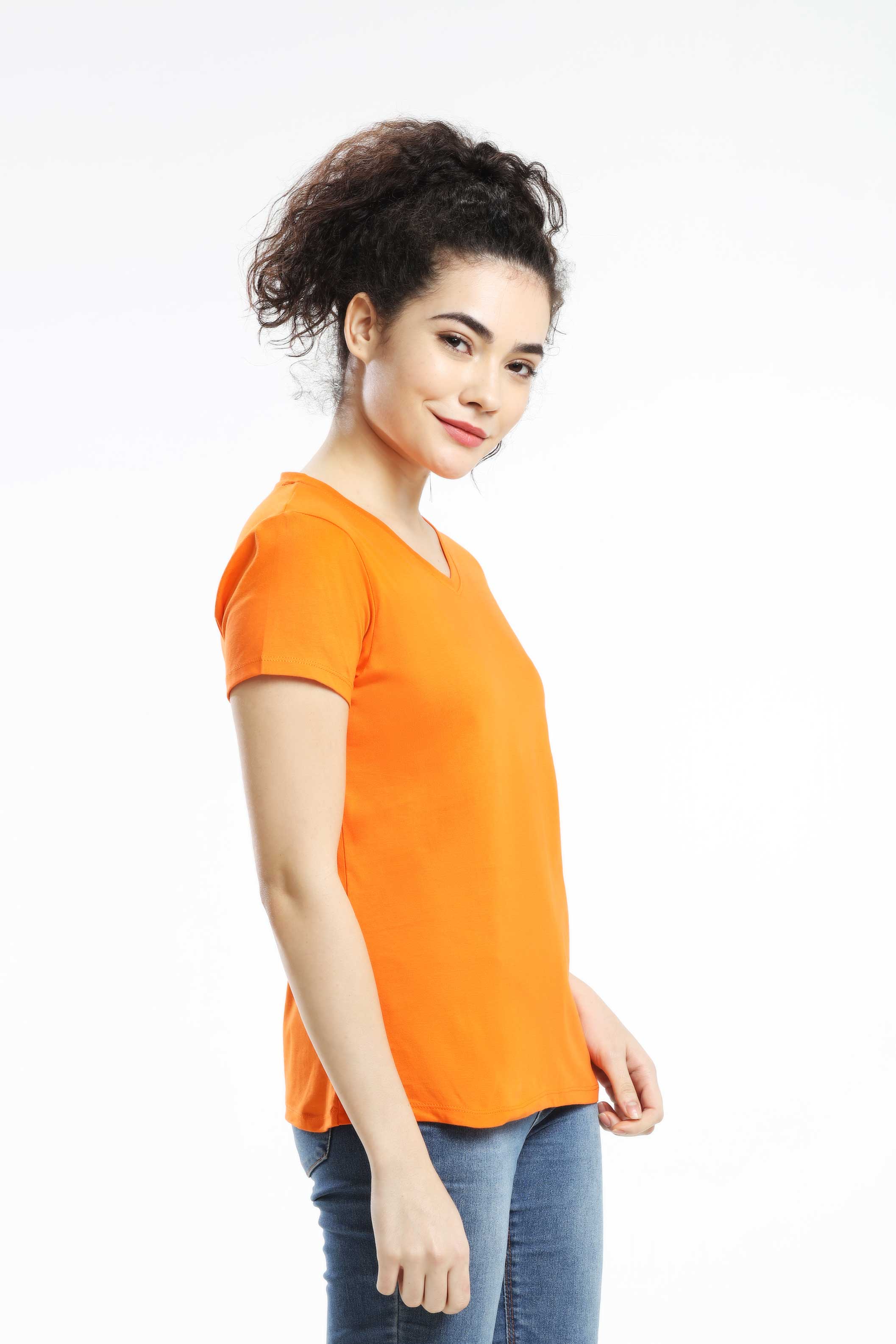Pima Cotton Women T Shirt - Orange — image 2