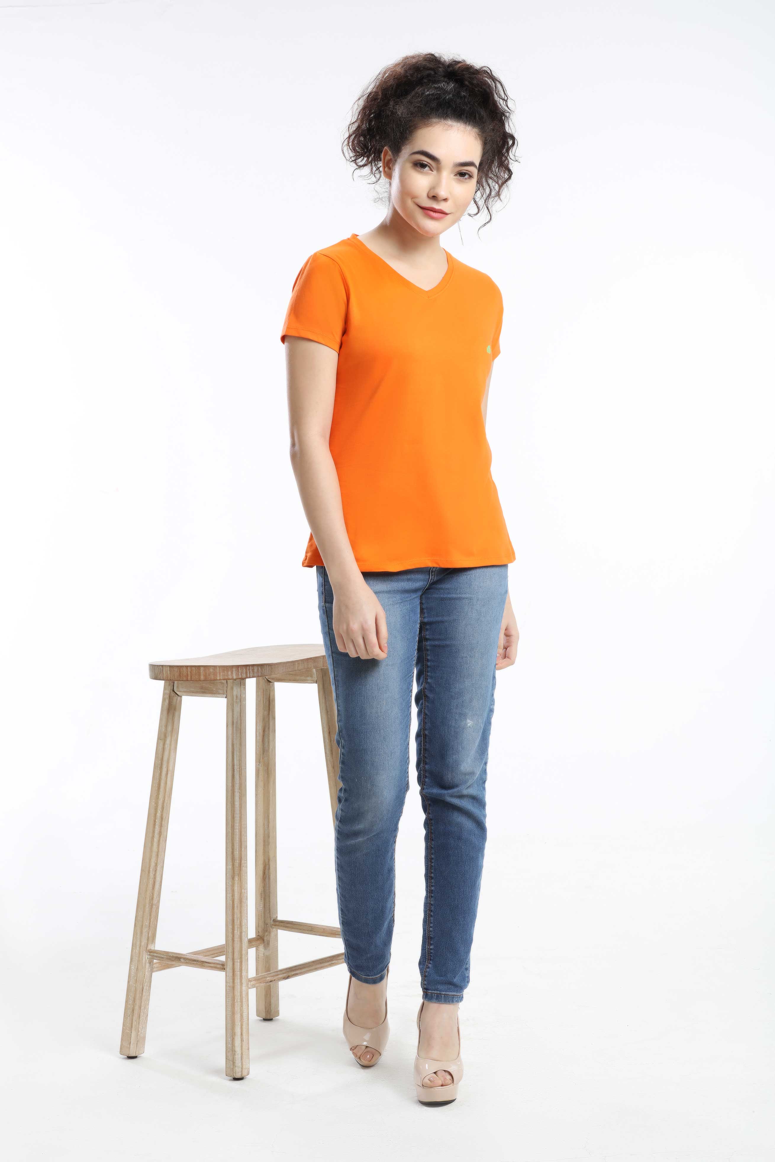 Pima Cotton Women T Shirt - Orange — image 5
