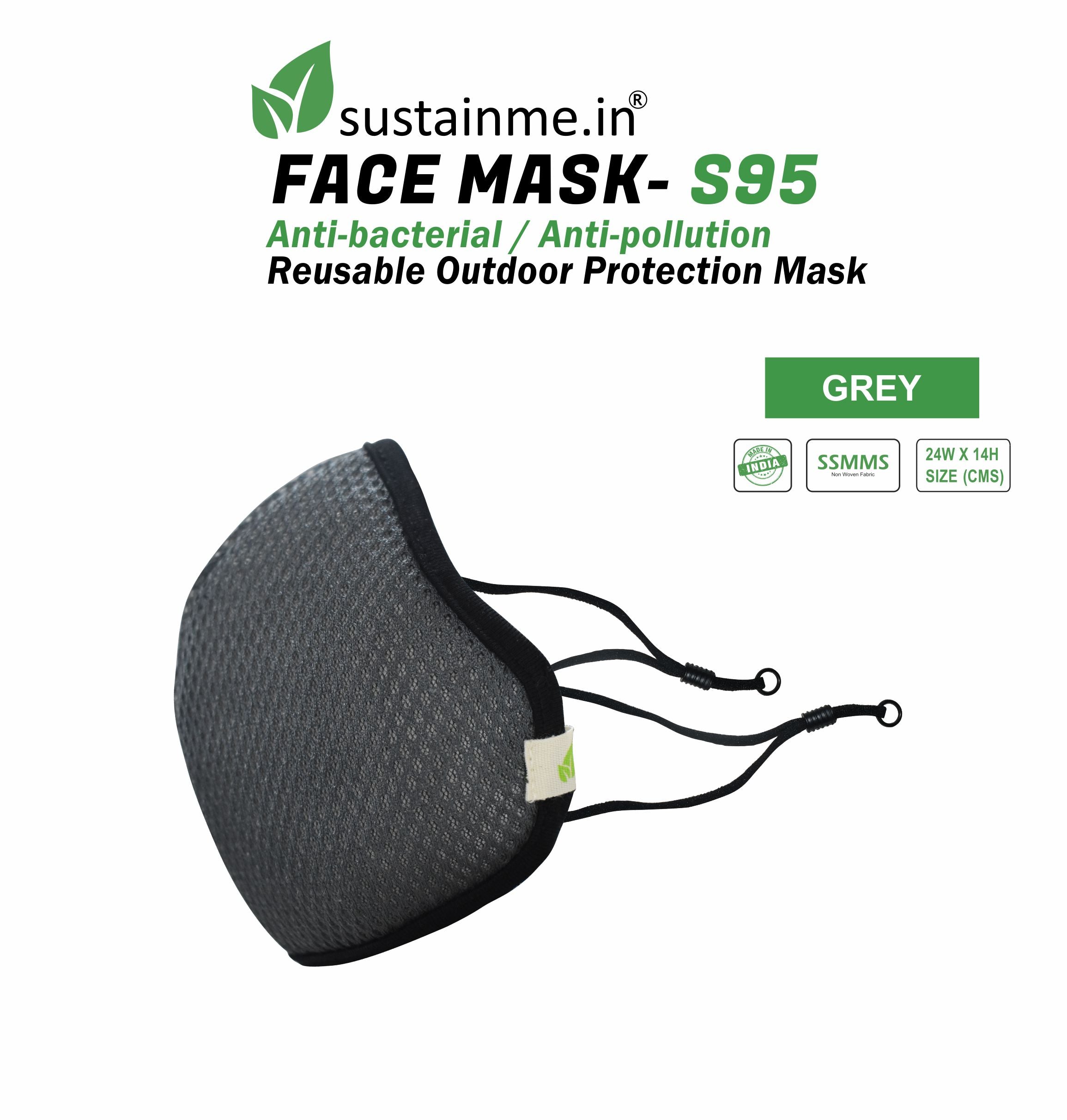 Face Mask - Reusable | Antibacterial | Anti Pollution - S95 Pk Of 1 - Grey — image 4