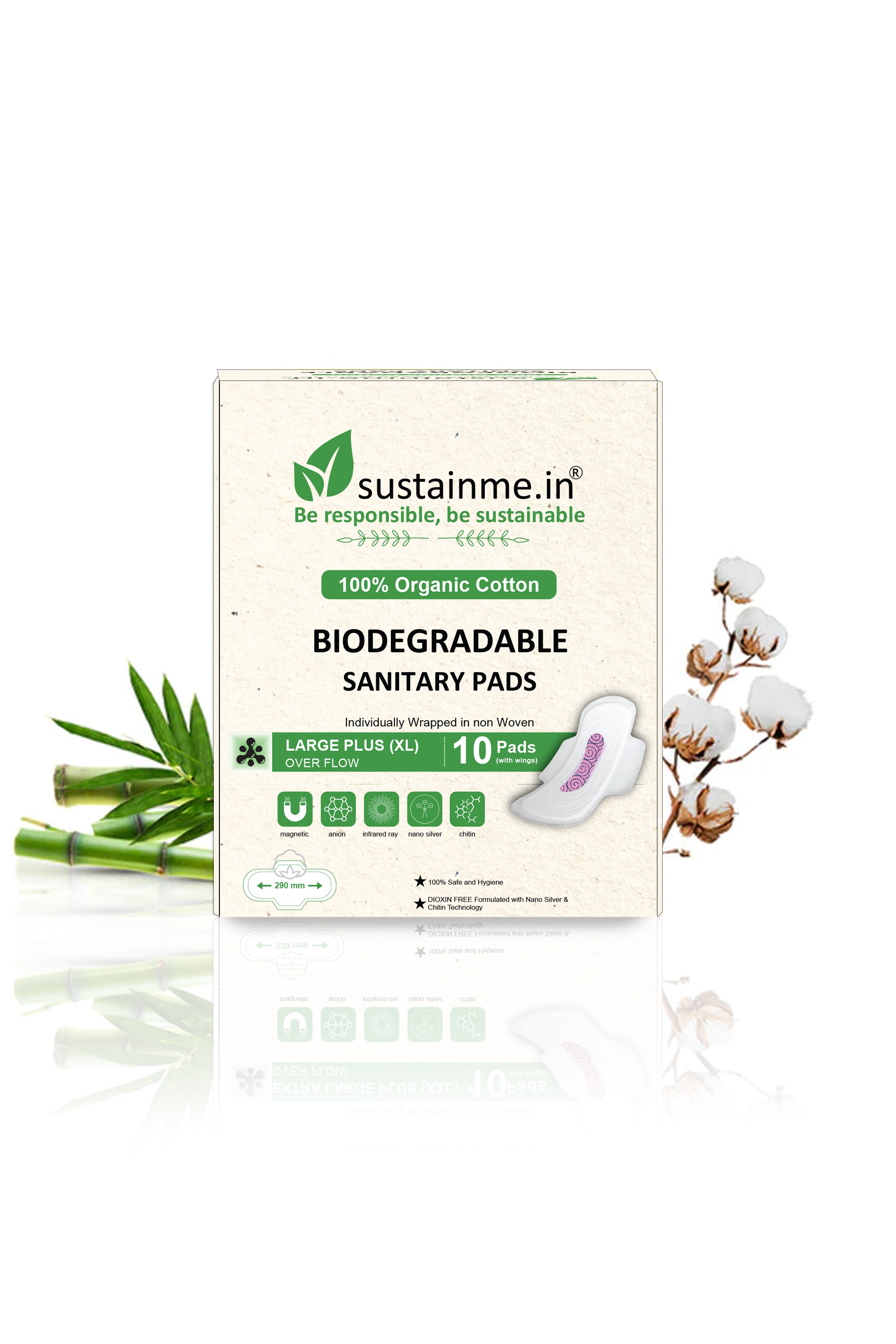 Biodegradable Sanitary Pads - Overflow 290 mm (Pack Of 10) — image 1