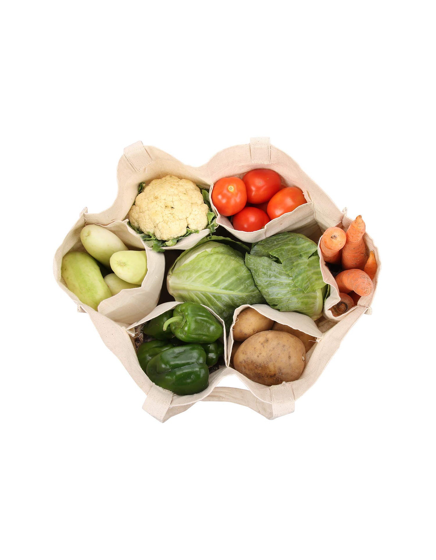Organic Cotton Vegetable Bag with 6 Pockets — image 6