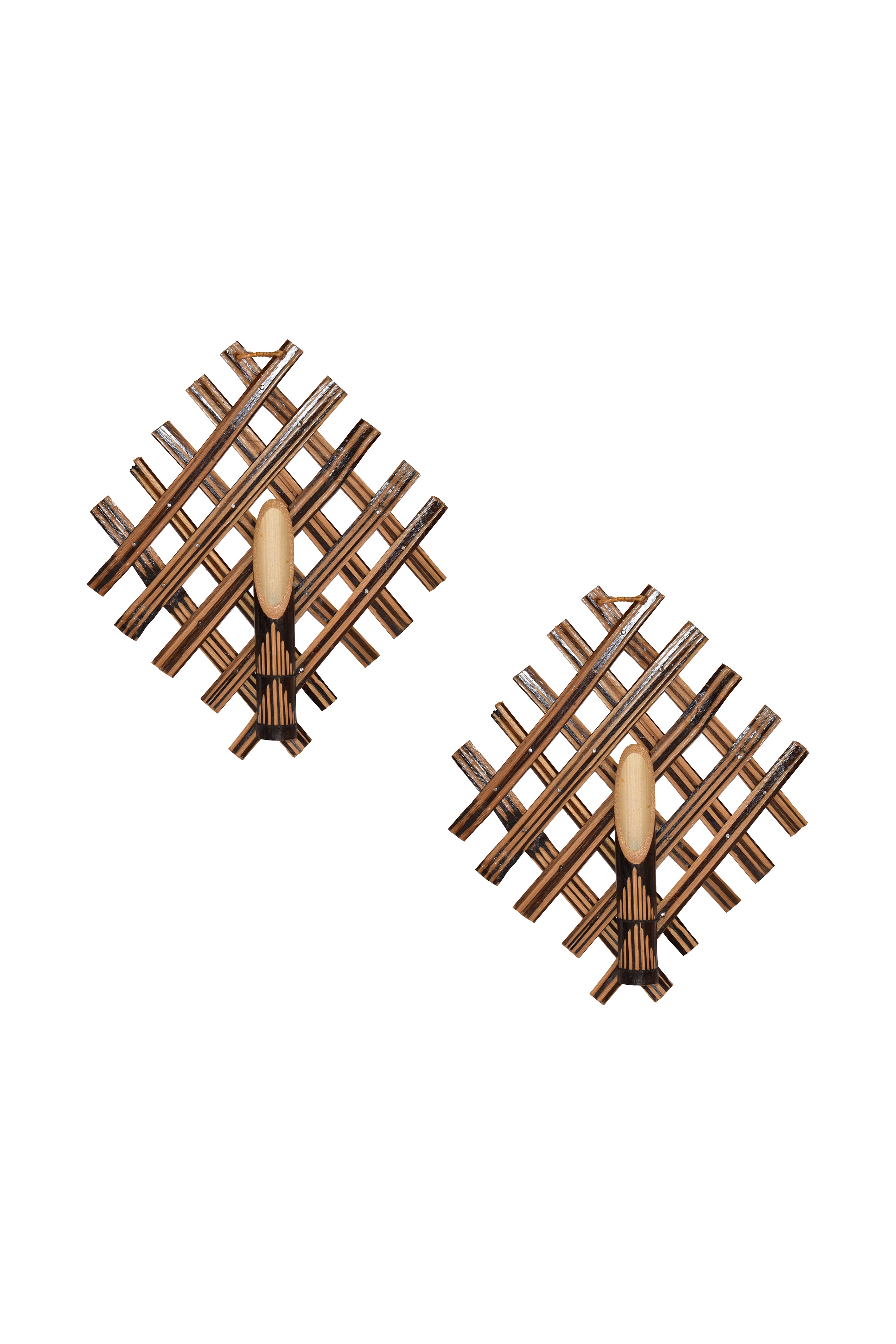 Hand made Hanging Bamboo Flower Pot (SET OF 2) — image 1