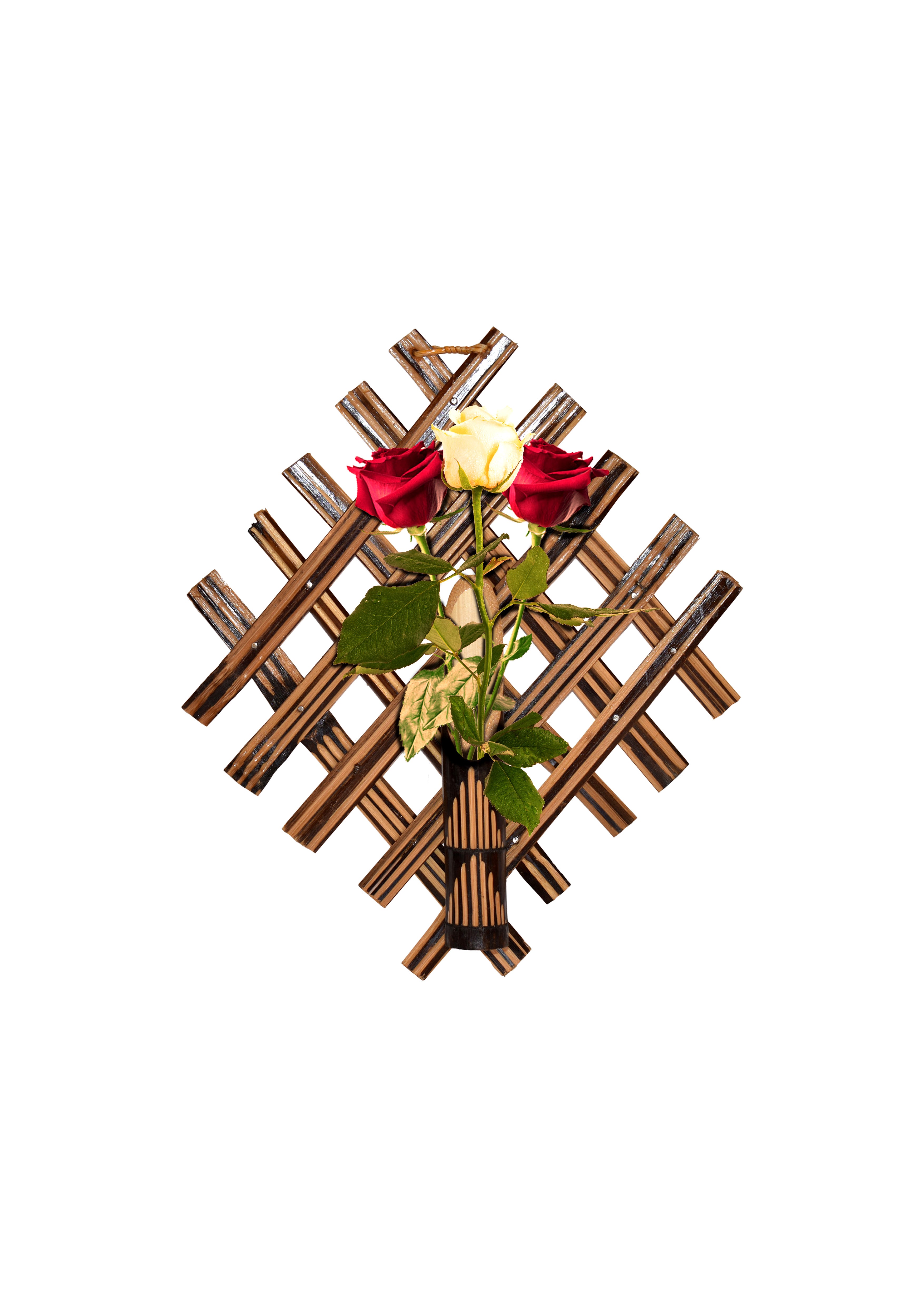 Hand made Hanging Bamboo Flower Pot (SET OF 2) — image 2