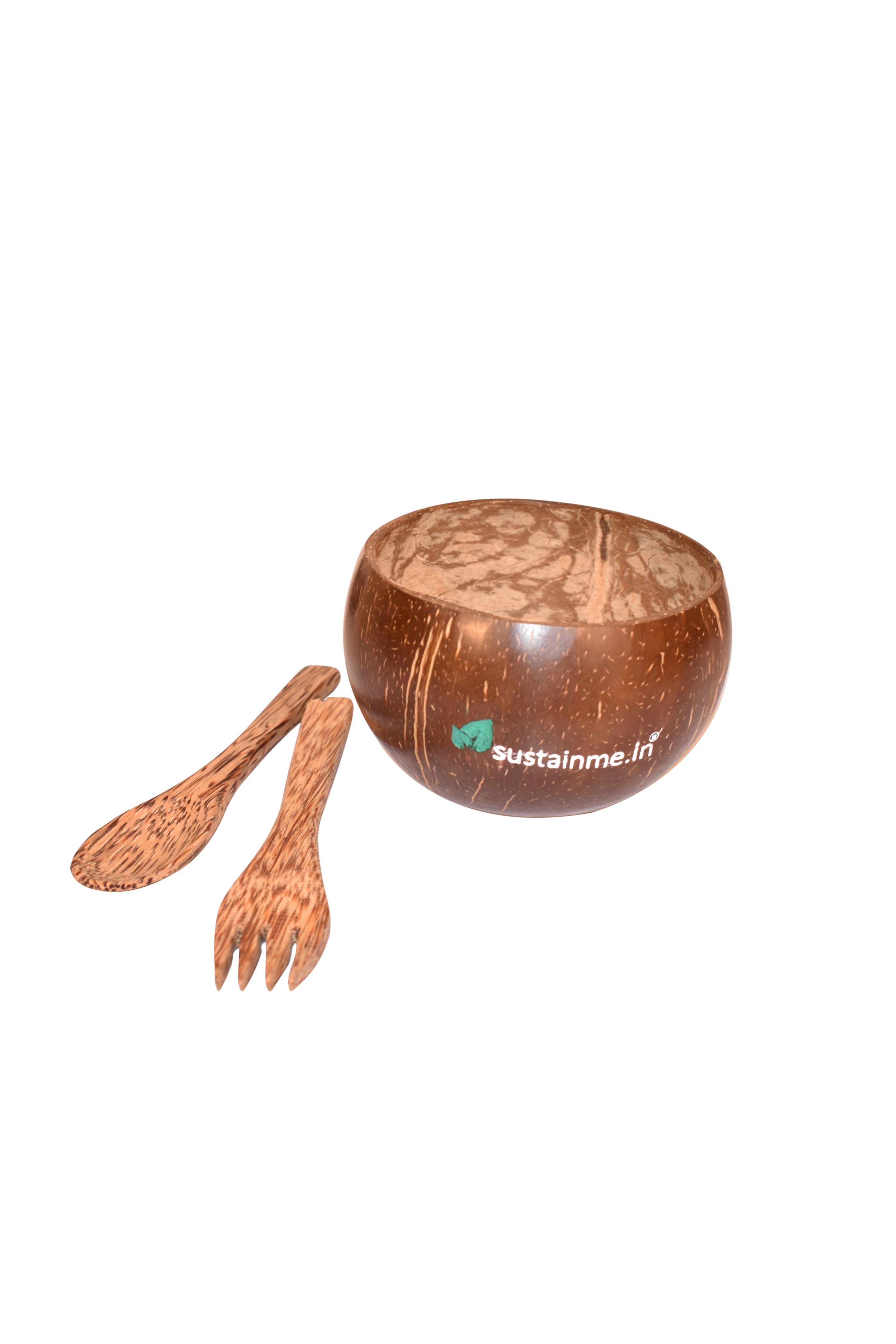 Jumbo Coconut Food Bowl with Cutlery Set Combo — image 1