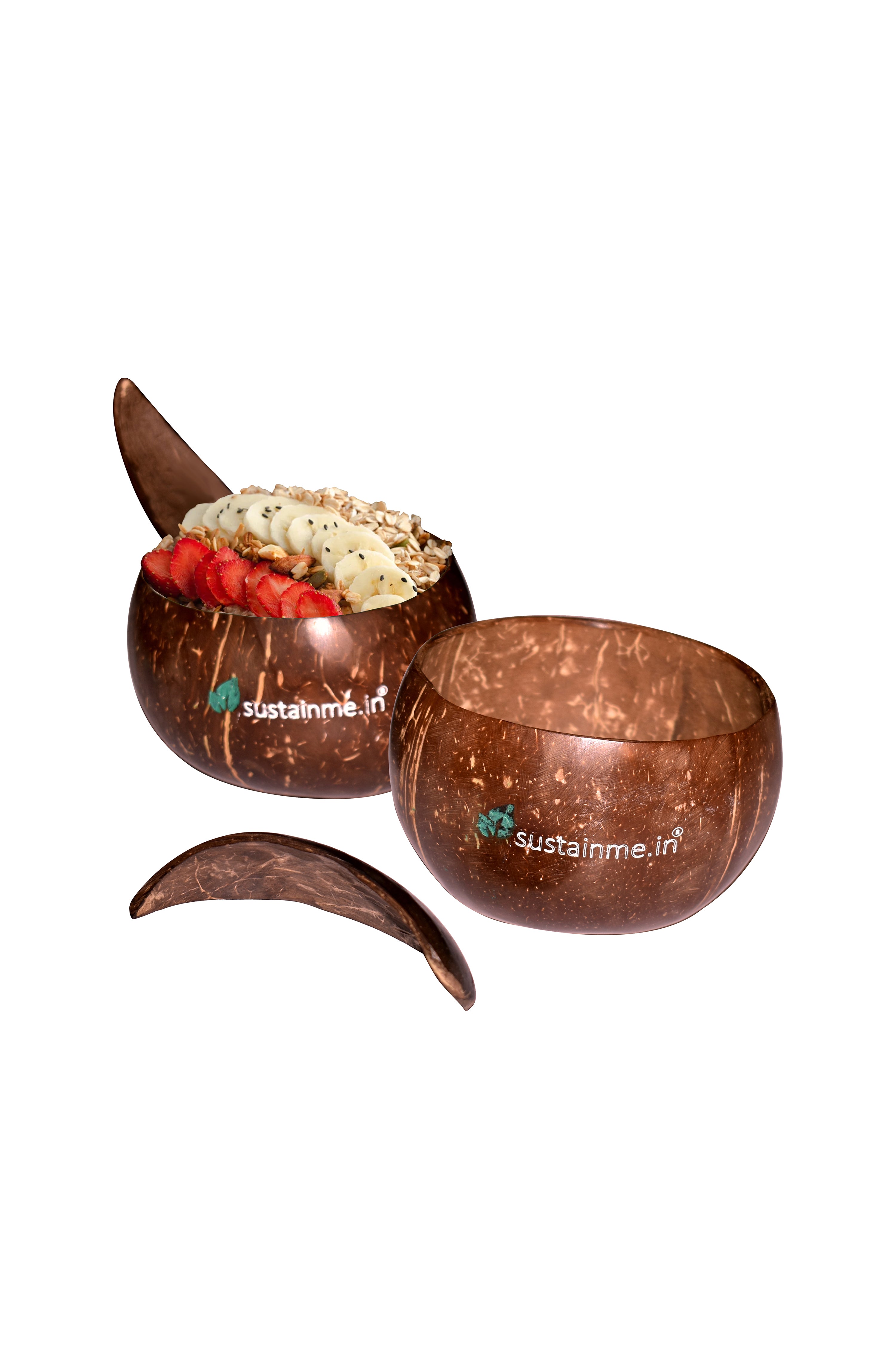 Jumbo Coconut Food Bowl with loop Spoon ( Set of 2 ) — image 1