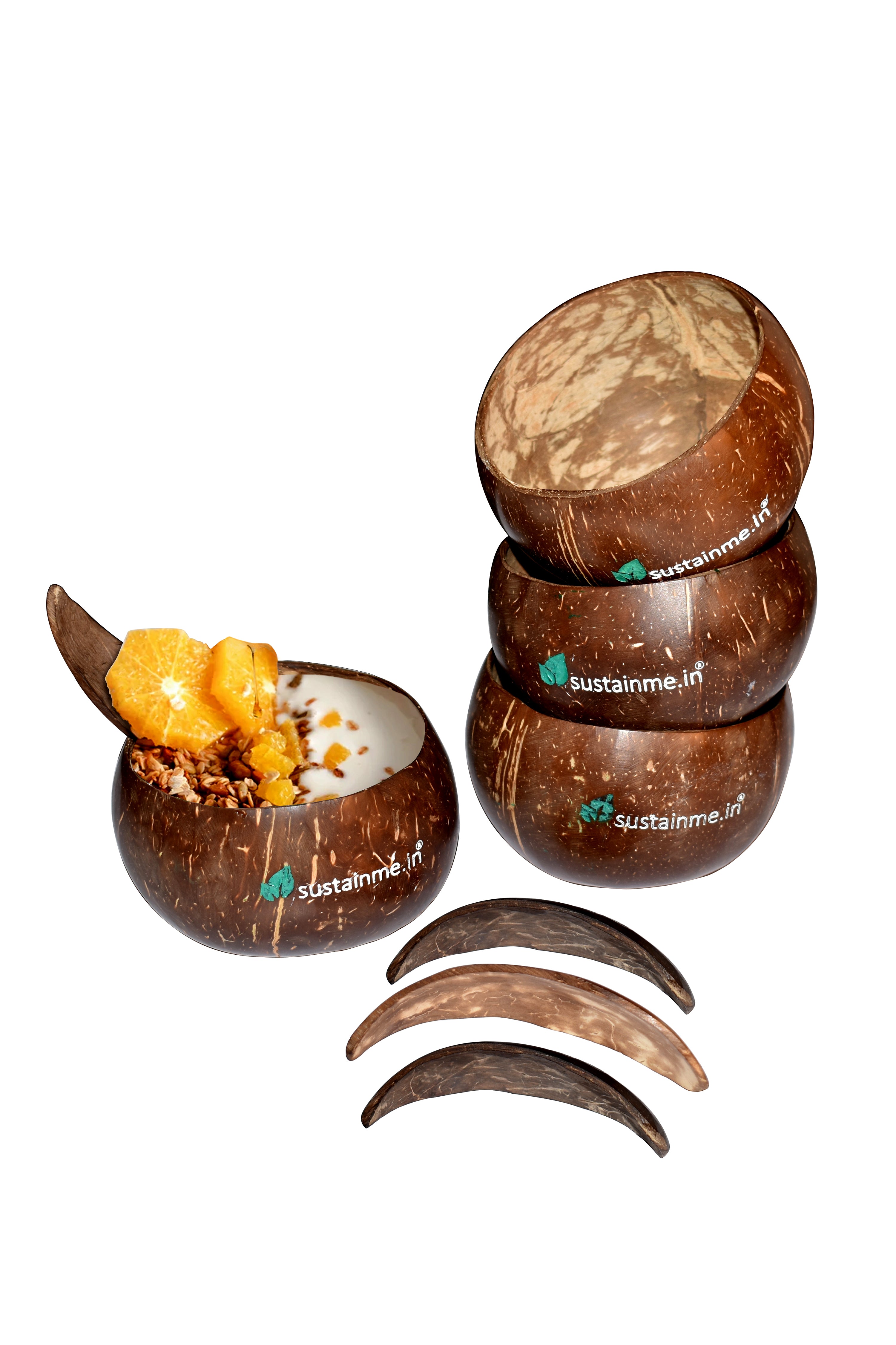 Jumbo Coconut Food Bowl with loop Spoon ( Set of 4 ) — image 1