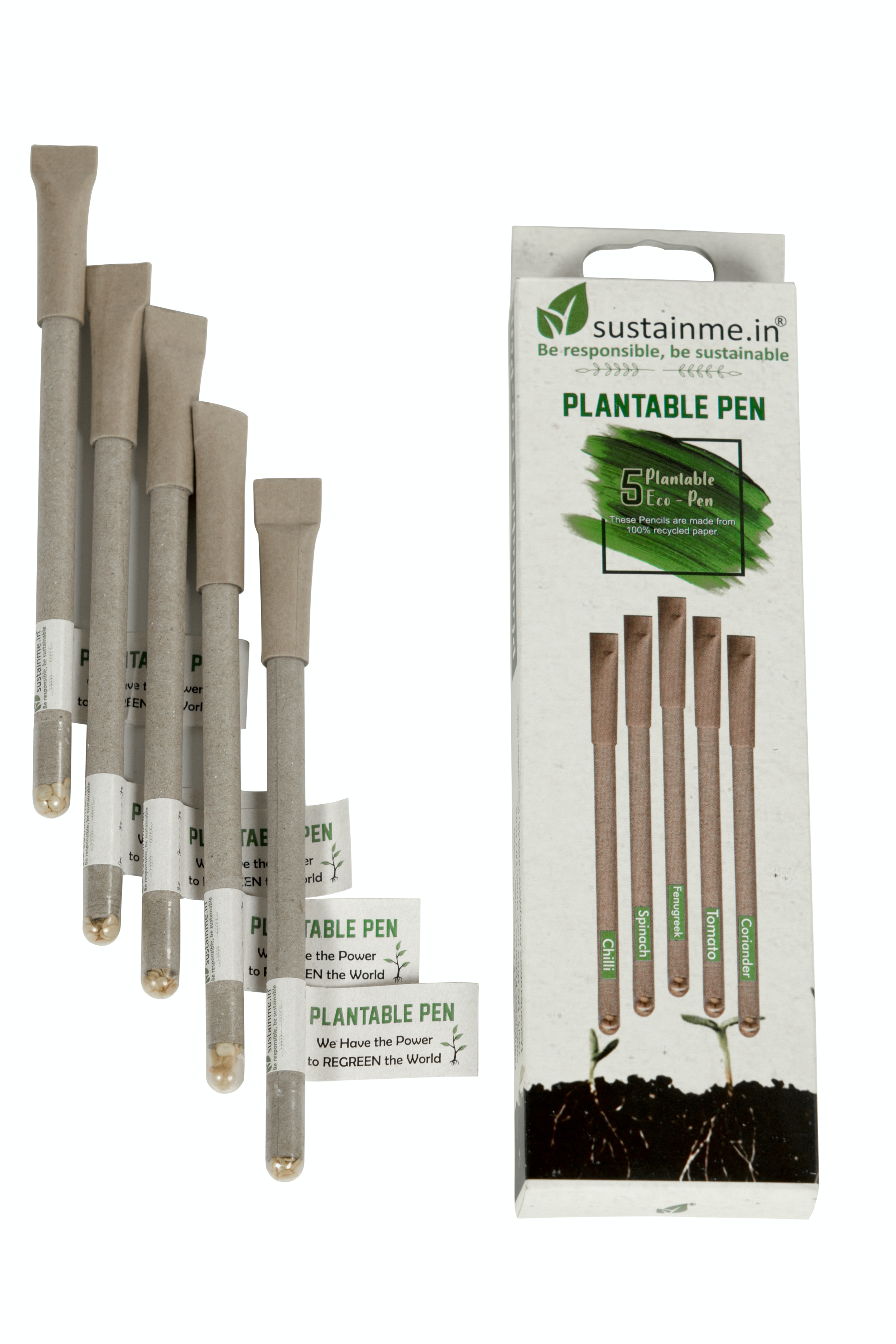 Recycled Paper Plantable Pen 5 Pack — image 1