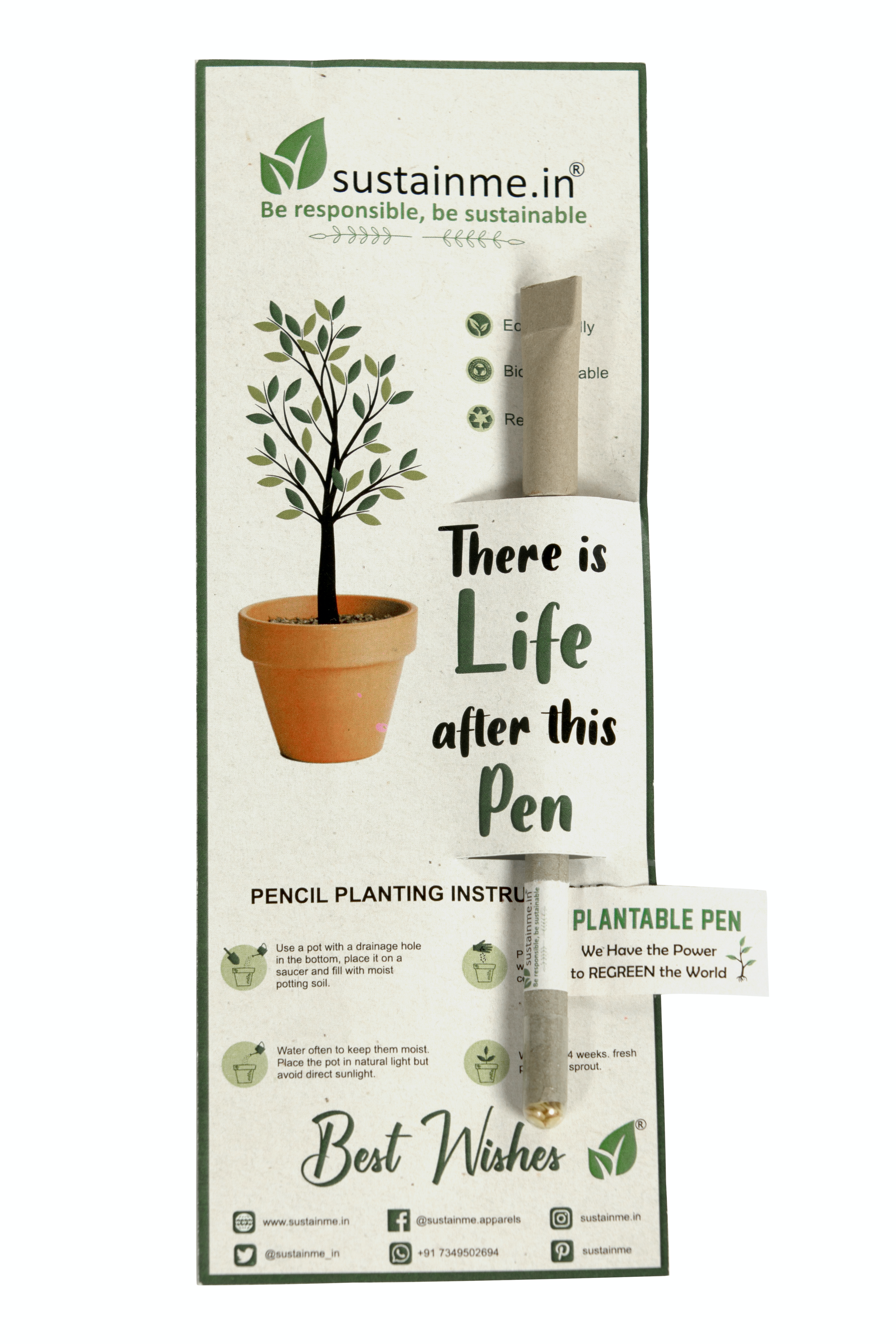 Recycled Paper Plantable Pen 1 Pack — image 2